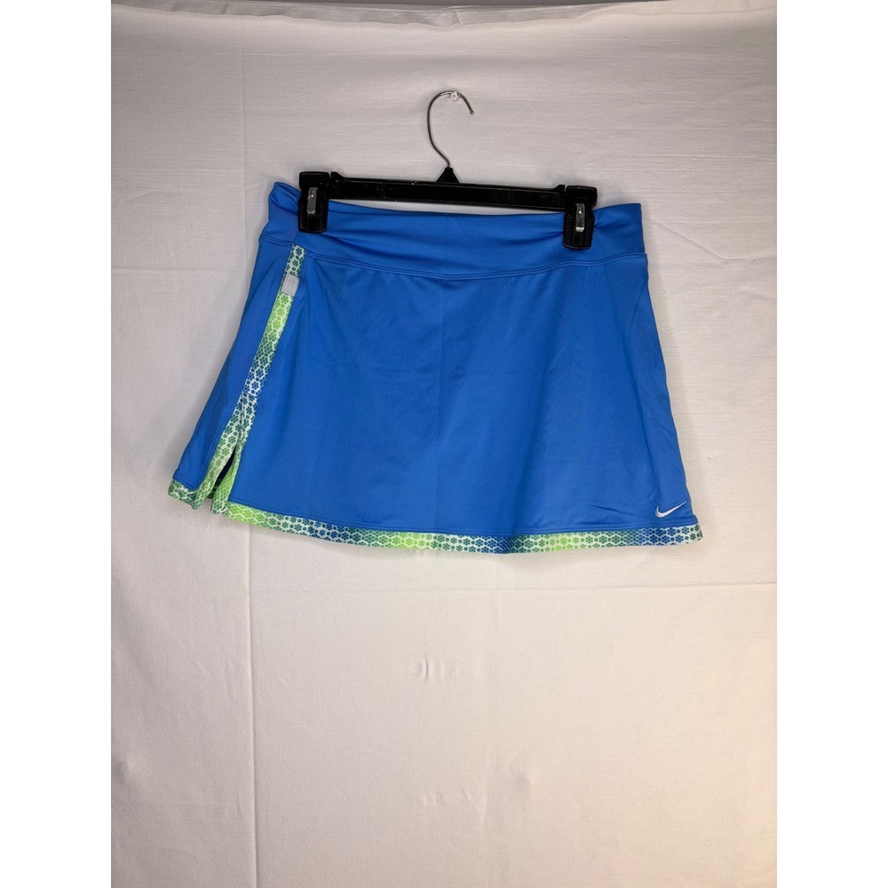 Nike Court Women Blue Tennis Skort with Honeycomb Pattern Trim Activewear
